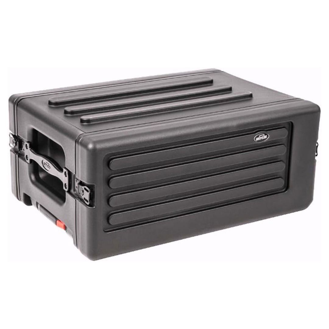 SKB 4U rSeries Shallow Rolling Rack with Integrated Back Wheels and Pull Handle