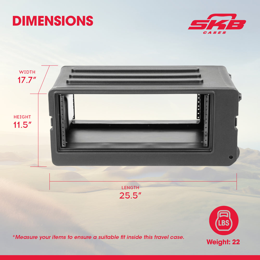 SKB 4U Shallow Rolling Rack with Integrated Back Wheels & Pull Handle (Open Box)