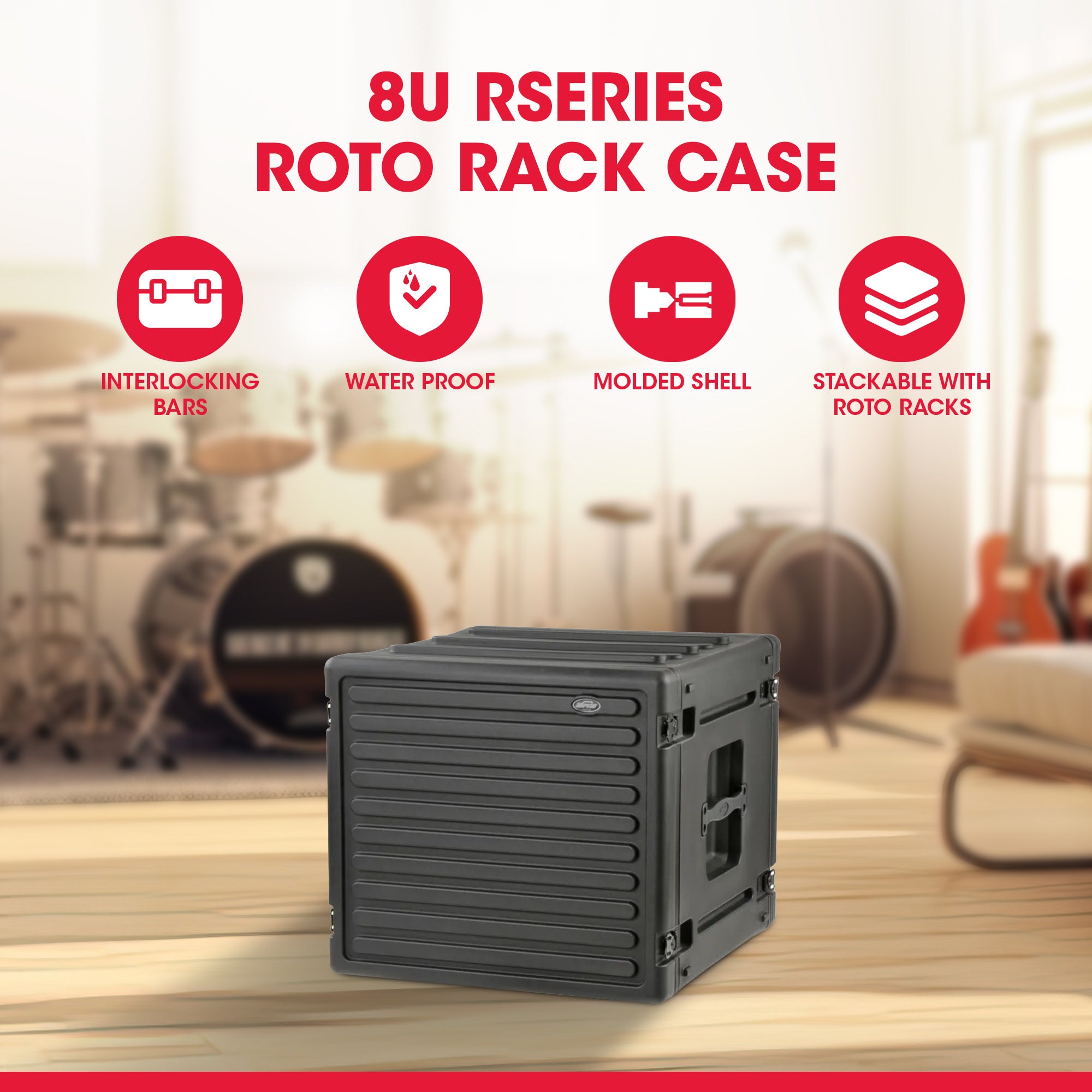 SKB 8U Rack Case Polyethylene Gear Protector, Stackable, Waterproof (Open Box)