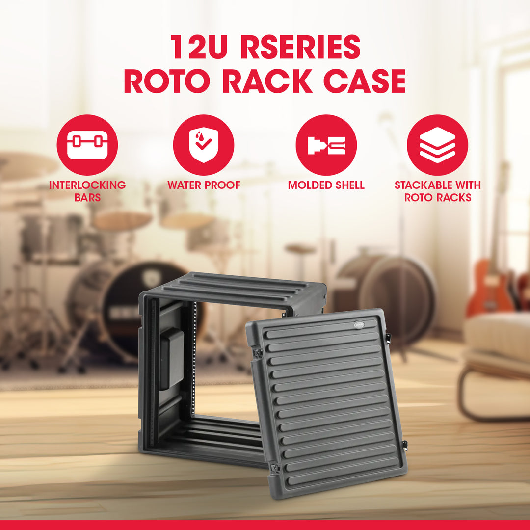 SKB 12U Roto Rack Case Polyethylene Gear Protector, Stackable, Waterproof, Black