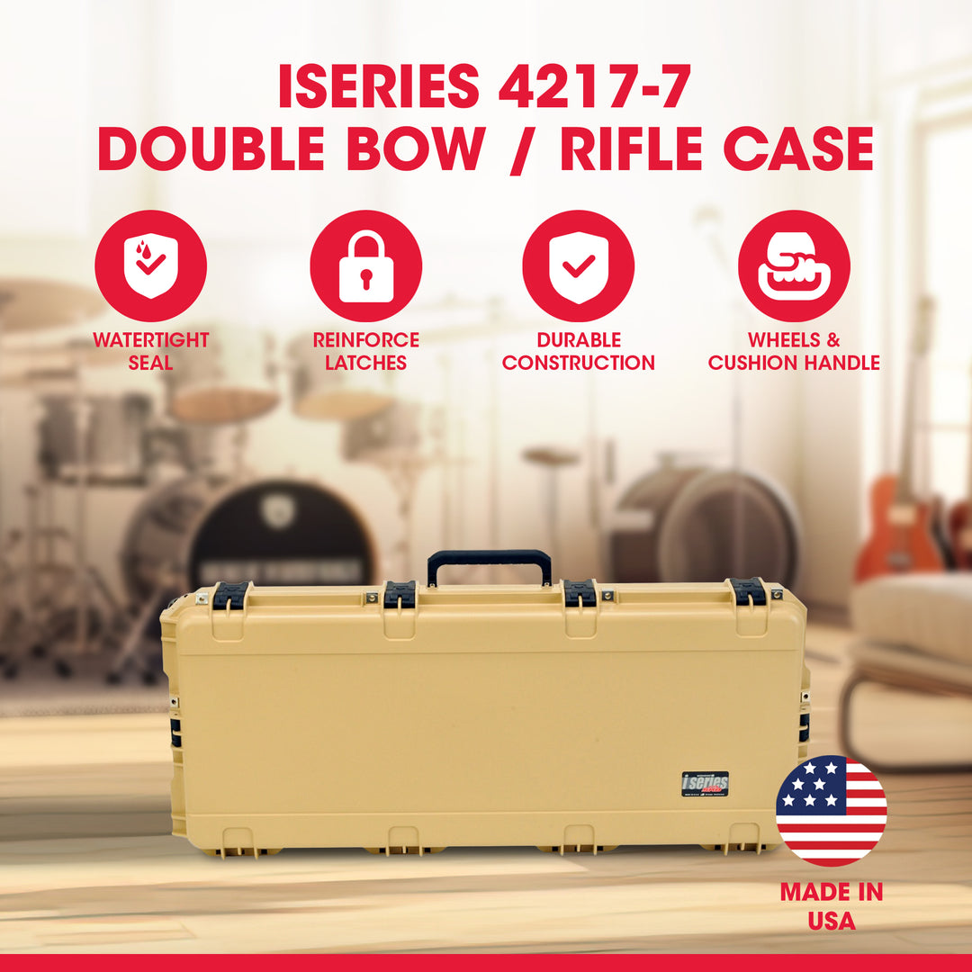SKB Cases Waterproof Double Bow/Short Rifle Case Durable Protection, Desert Tan