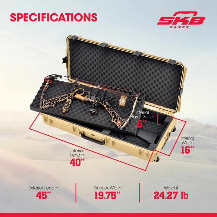 SKB Cases Waterproof Double Bow/Short Rifle Case Durable Protection, Desert Tan