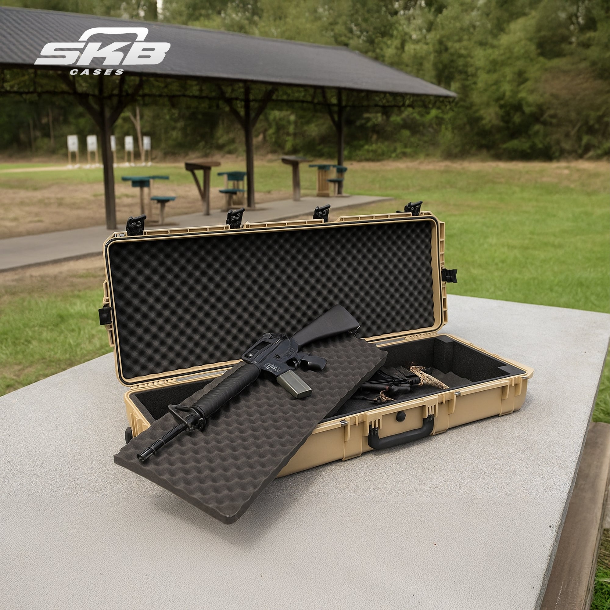 SKB Cases Waterproof Double Bow/Short Rifle Case Durable Protection, Desert Tan - VMInnovations