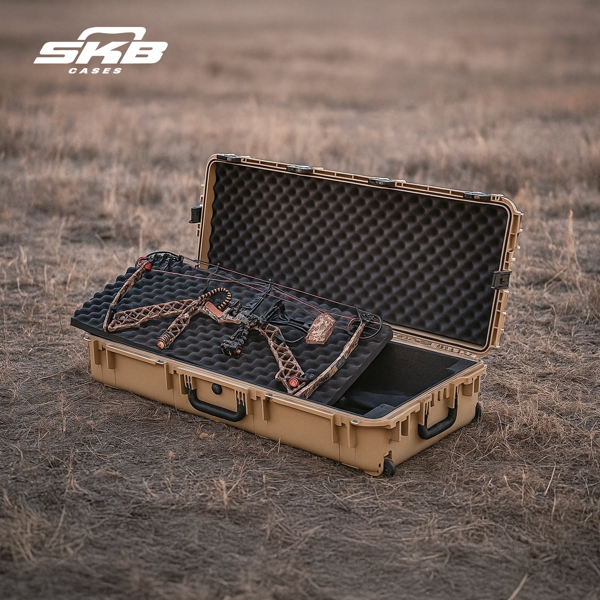 SKB Cases Waterproof Double Bow/Short Rifle Case Durable Protection, Desert Tan - VMInnovations