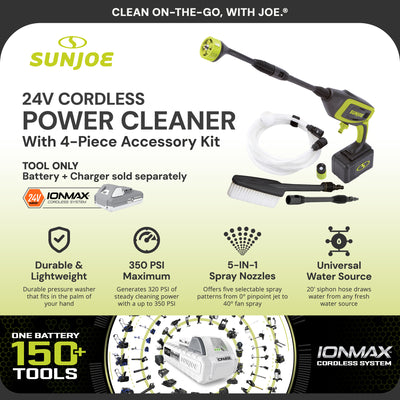 Sun Joe 24V Cordless Power Cleaner Portable Pressure Washer Nozzle (Open Box)