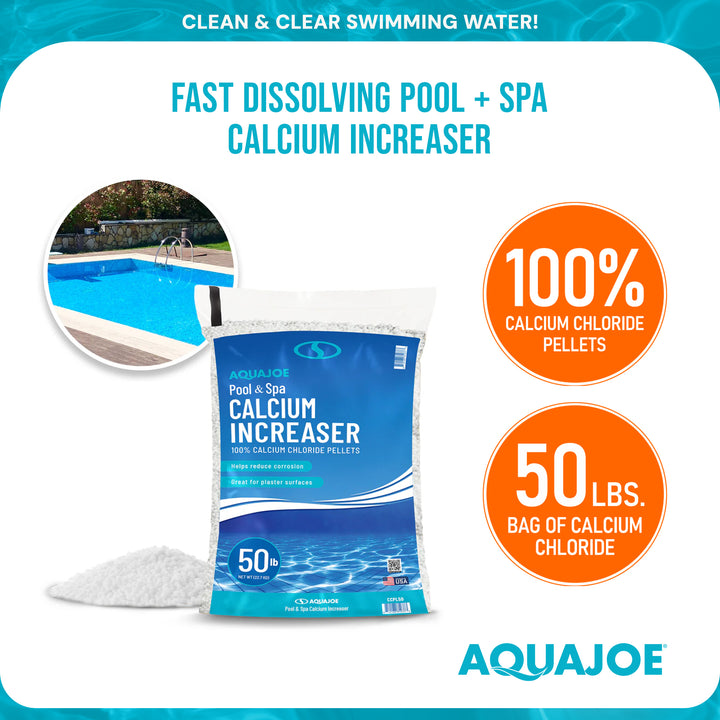 Aqua Joe Pool & Spa Calcium Increaser, Calcium Chloride Pellets, 50 lbs., CCPL50