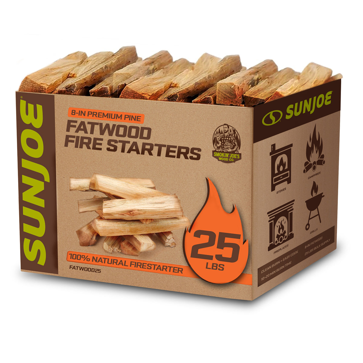 Sun Joe 25 Lb Fatwood Fire Starter Sticks for Fireplace (Open Box) - VMInnovations