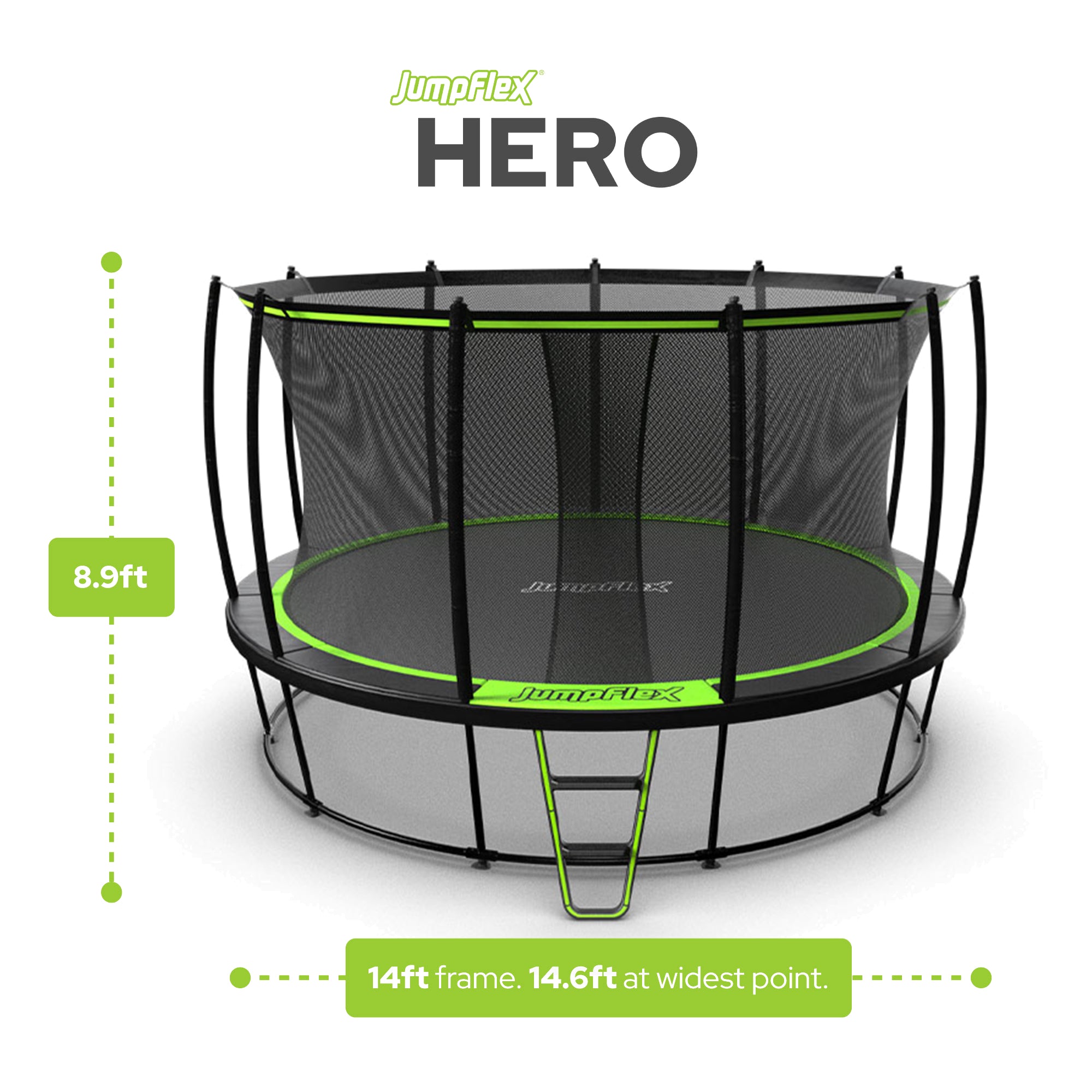 JumpFlex HERO 14' Trampoline Outdoor Activity Set with SMARTSHADE Canopy Cover