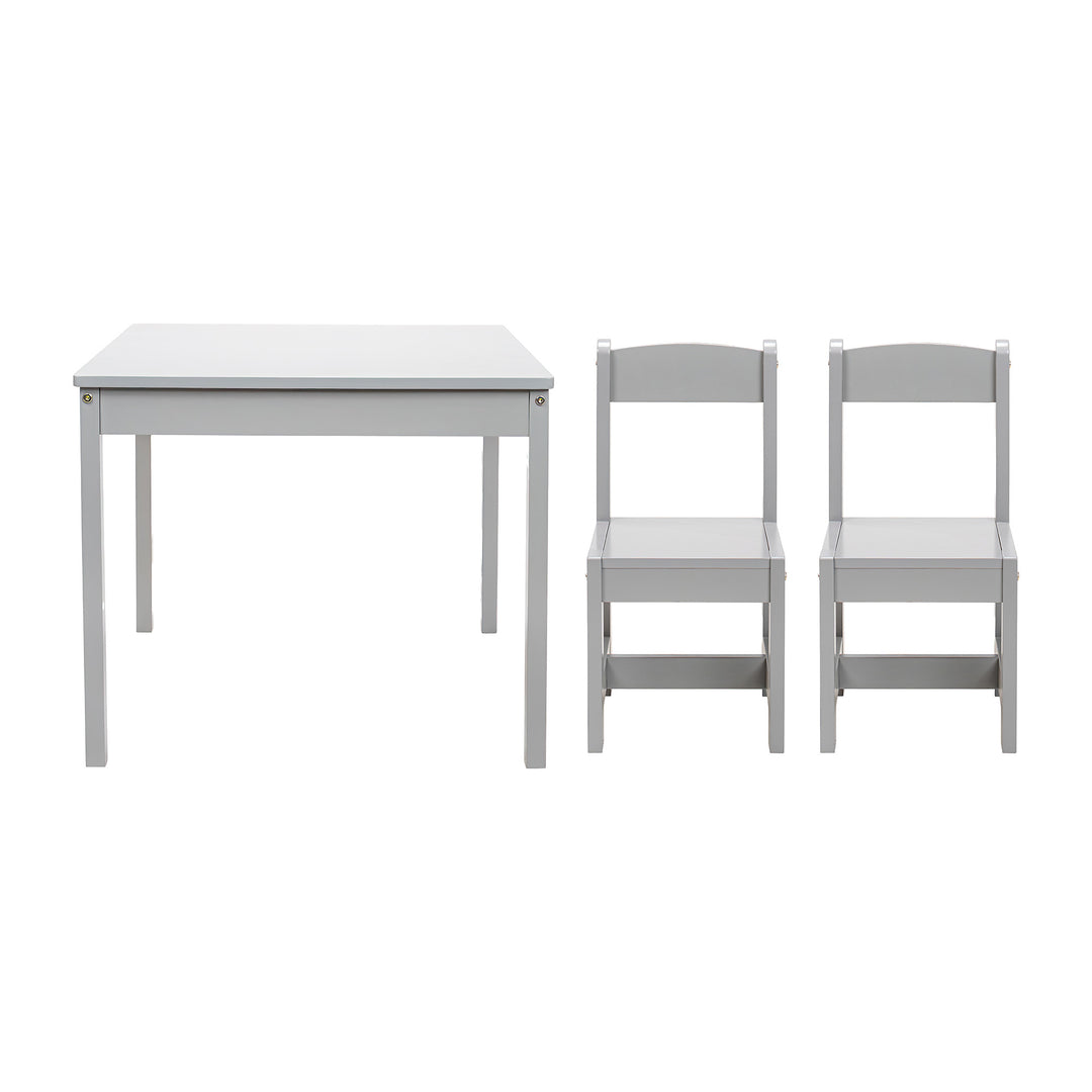 PJ Wood Children's Table and 2 Chairs Set for Kids Ages 1-5 Years Old, Grey