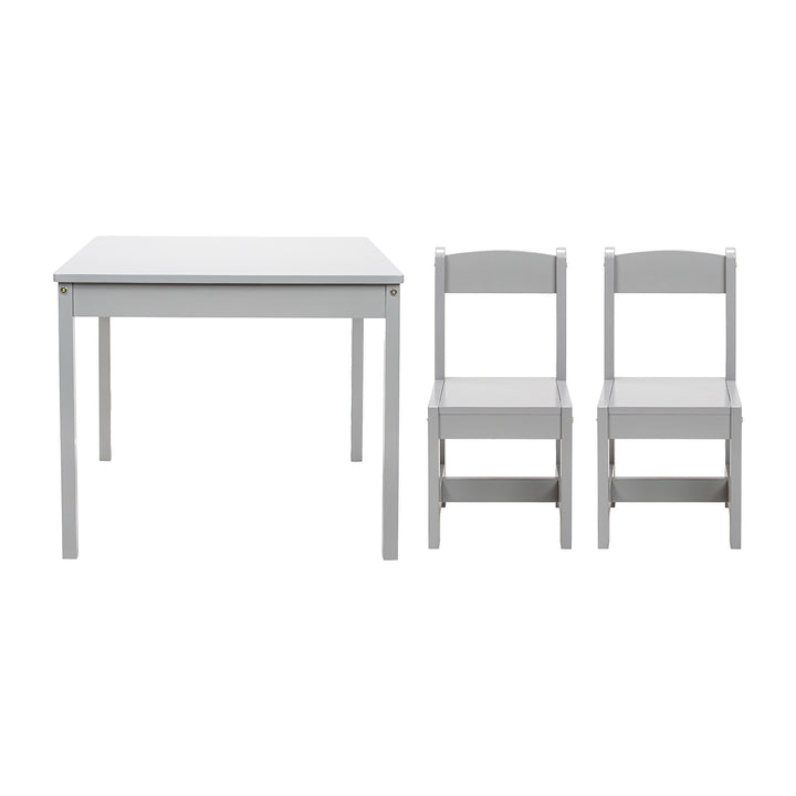 PJ Wood Children's Table and 2 Chairs Set for Kids Ages 1-5 Years Old, Grey