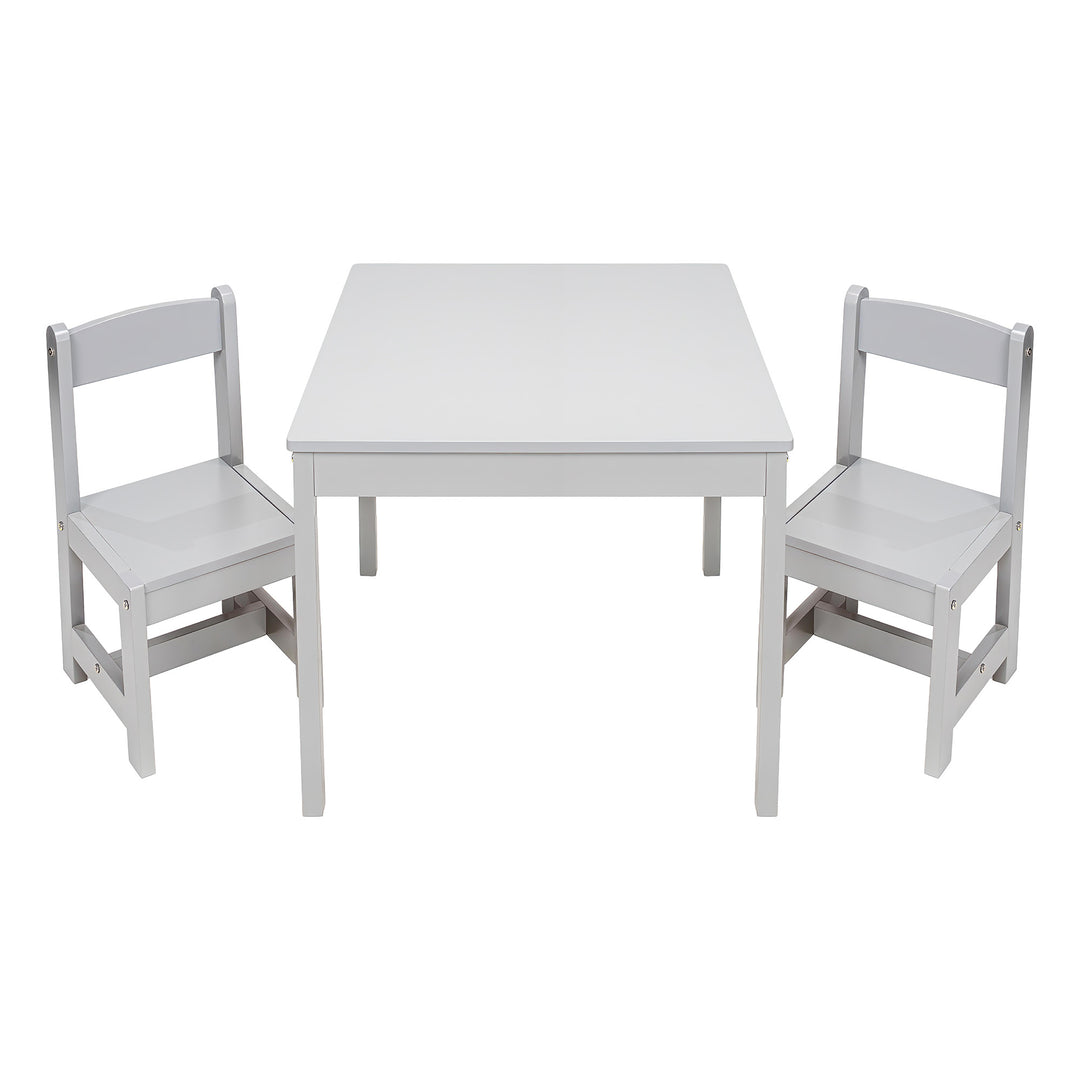 PJ Wood Children's Table and 2 Chairs Set for Kids Ages 1-5 Years Old, Grey
