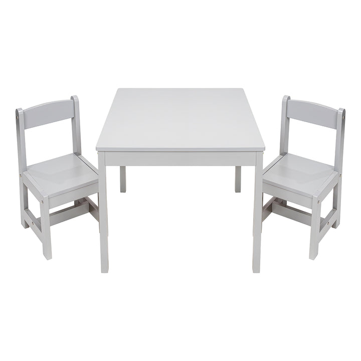 PJ Wood Children's Table and 2 Chairs Set for Kids Ages 1-5 Years Old, Grey