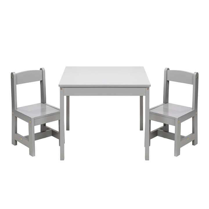 PJ Wood Children's Table and 2 Chairs Set for Kids Ages 1-5 Years Old, Grey