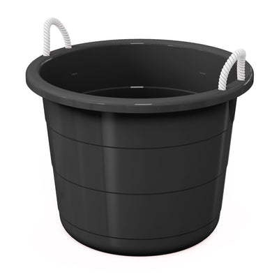 Life Story 17 Gal Plastic Storage Open Top Bucket with Rope Handles, Black, 2 Pk