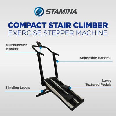 Stamina Stair Climber, Compact Exercise Stepper Machine for Home Workout (Open Box)