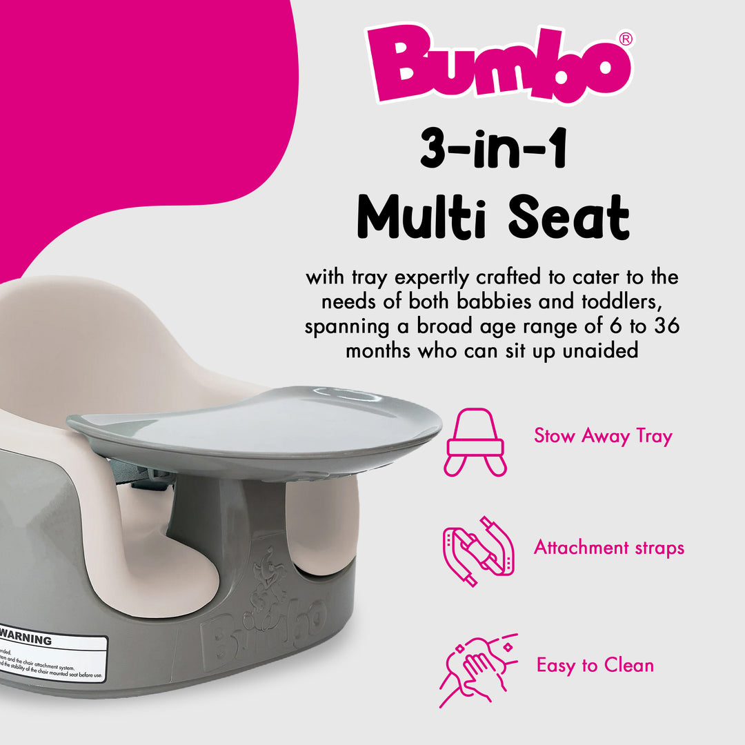 Bumbo Toddler 3-in-1 Booster High Chair and Tray, Breige/White Sand, 2 Pack