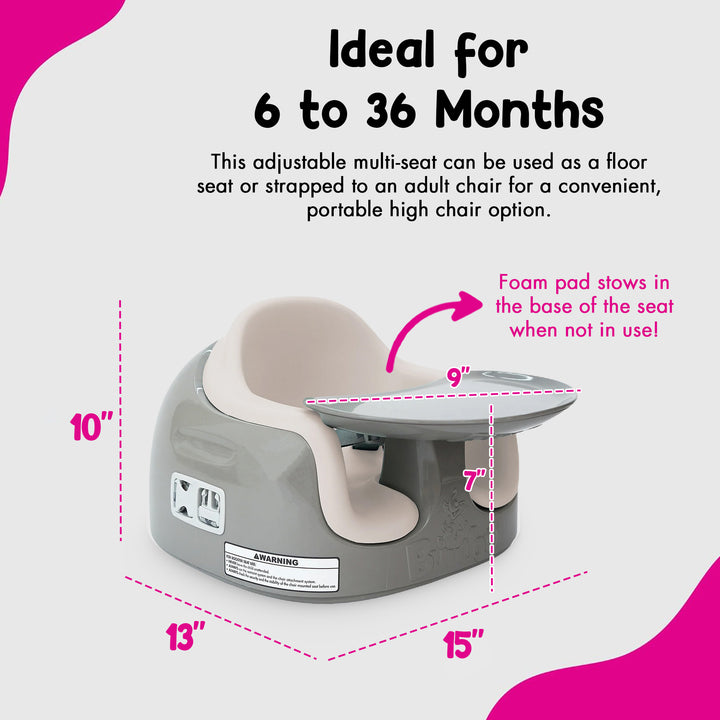 Bumbo Toddler 3-in-1 Booster High Chair and Tray, Breige/White Sand, 2 Pack