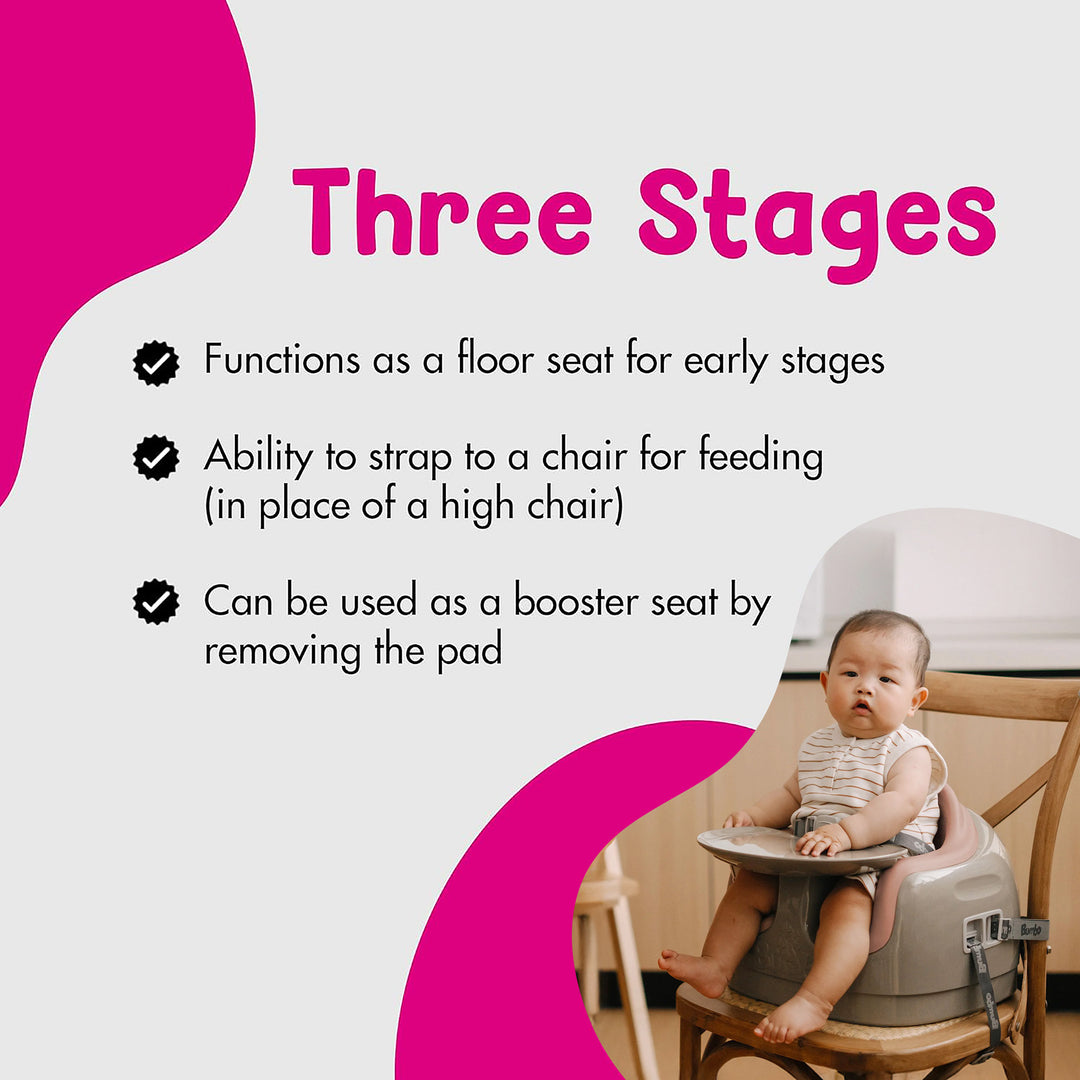 Bumbo Toddler 3-in-1 Booster High Chair and Tray, Breige/Sonoran Rose, 2 Pack