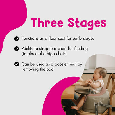 Bumbo Toddler Multi Seat 3-in-1 Booster High Chair and Tray, Breige/Sonoran Rose - VMInnovations