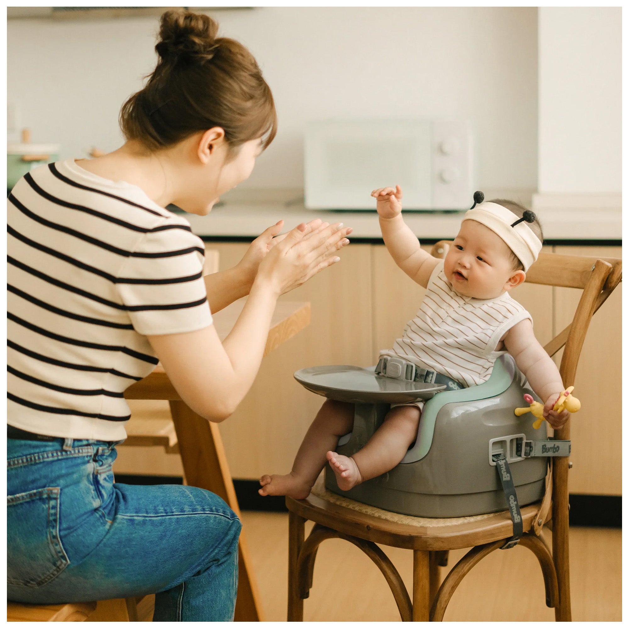 Bumbo Toddler Multi Seat 3-in-1 Booster High Chair and Tray, Breige & Agave