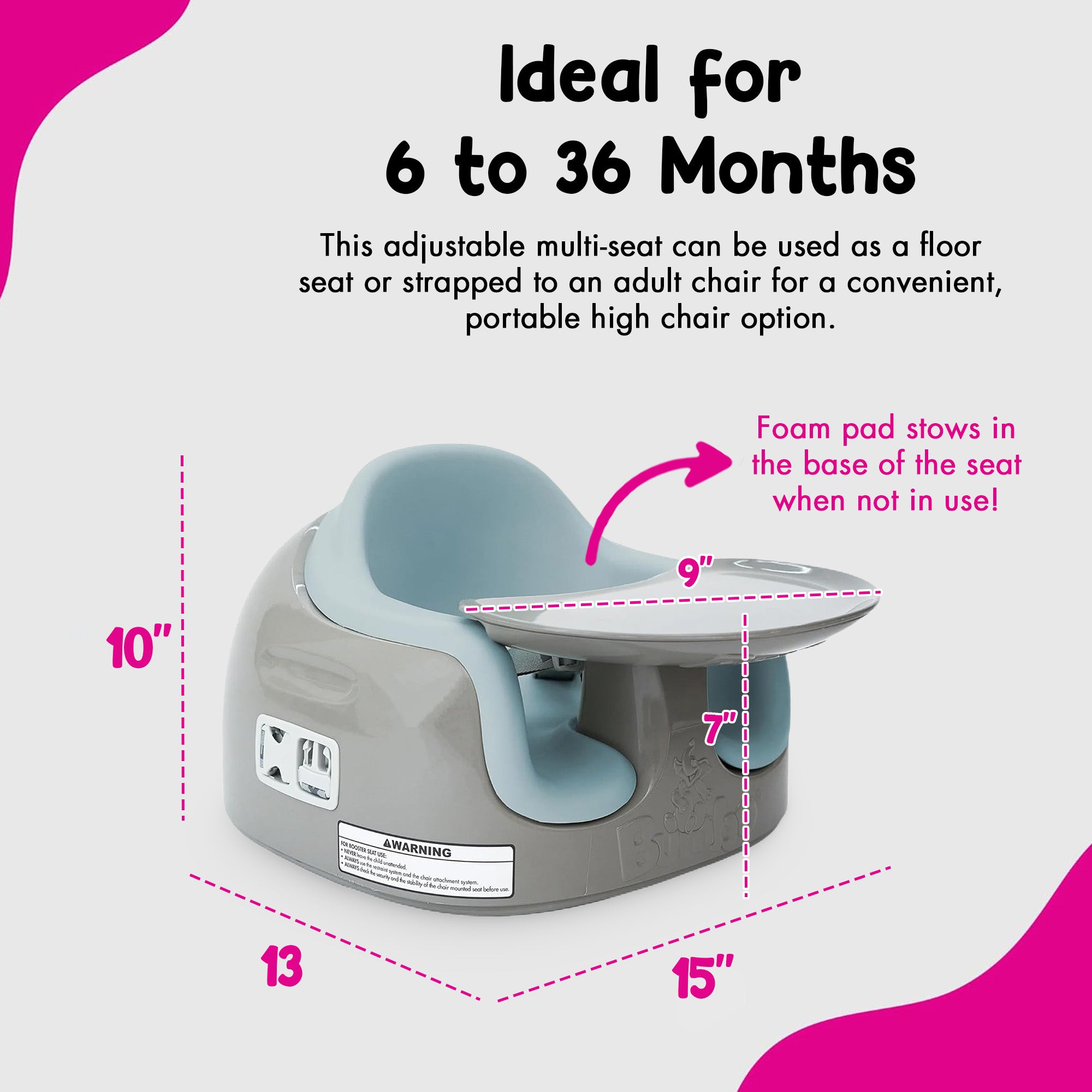 Bumbo Toddler 3-in-1 Booster High Chair and Tray, Breige/Desert Mirage, 2 Pack