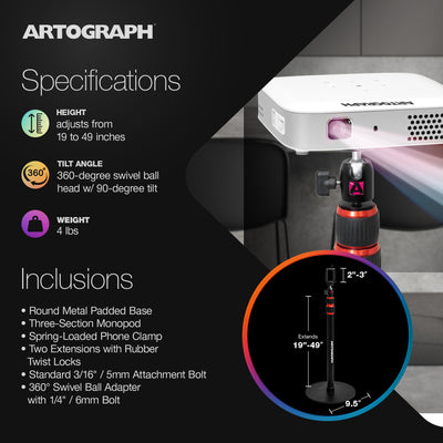Artograph Smart HD Digital Art Projector w/ Remote & Adjustable Projector Stand