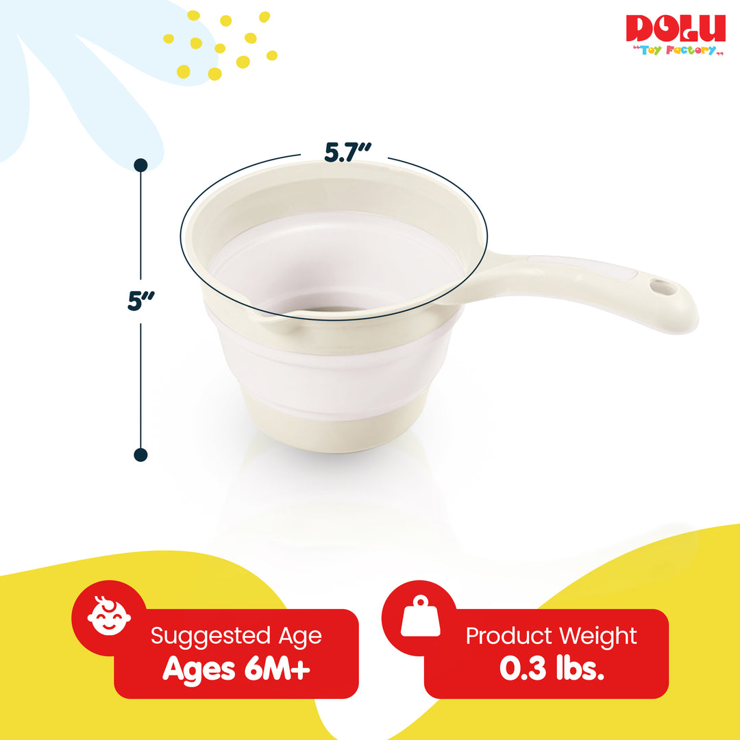 DOLU Foldable Bath Ladle for Compact Toddler Wash Tub, Ages 6+ Months, Beige