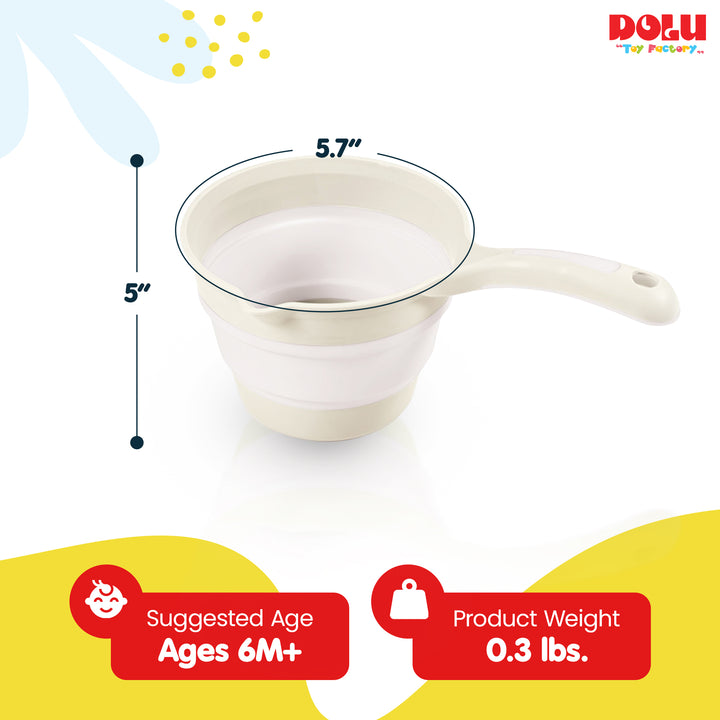 DOLU Foldable Bath Ladle for Compact Toddler Wash Tub, Ages 6+ Months, Beige
