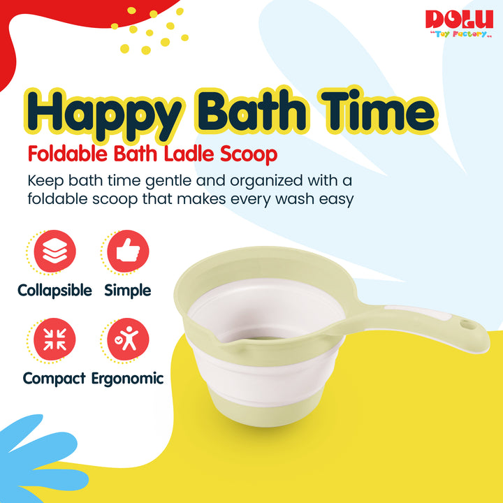 DOLU Foldable Bath Ladle for Compact Toddler Wash Tub, Ages 6+ Months, Eco Green