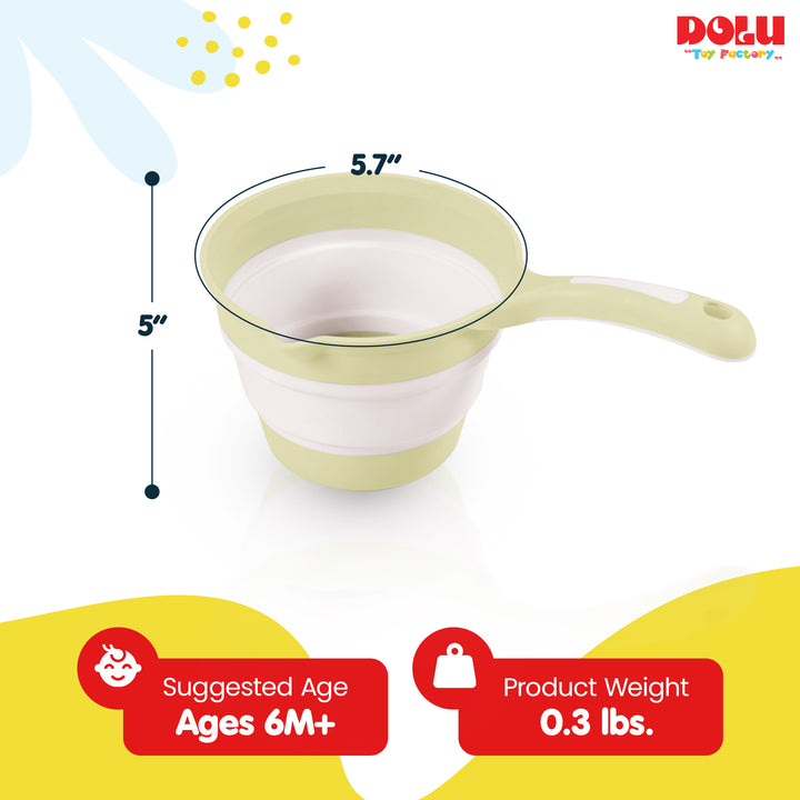 DOLU Foldable Bath Ladle for Compact Toddler Wash Tub, Ages 6+ Months, Eco Green