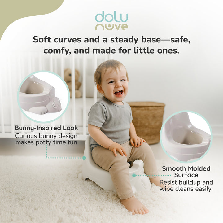 Dolu Nuve Portable Potty for Toddlers 18+ Months with Bunny-Themed Design, Beige