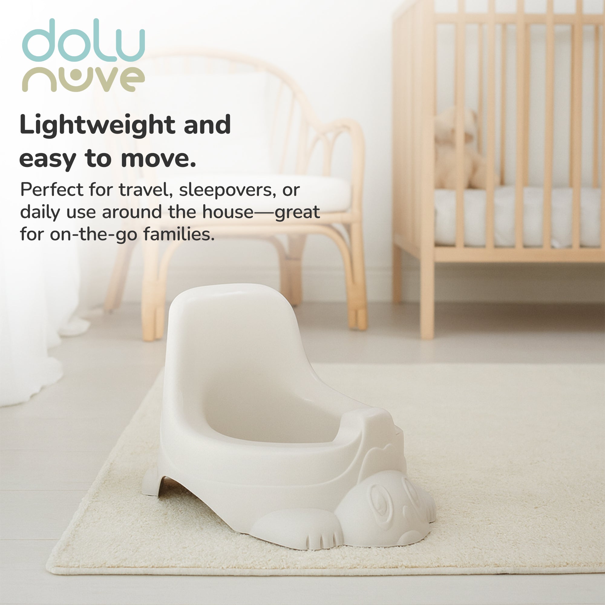 Dolu Nuve Portable Potty for Toddlers 18+ Months with Bunny-Themed Design, Beige - VMInnovations