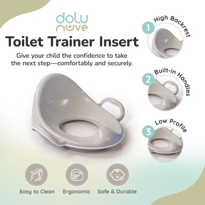 Dolu Nuve Toddler Toilet Training Seat Insert with High-Arched Backrest, Beige - VMInnovations