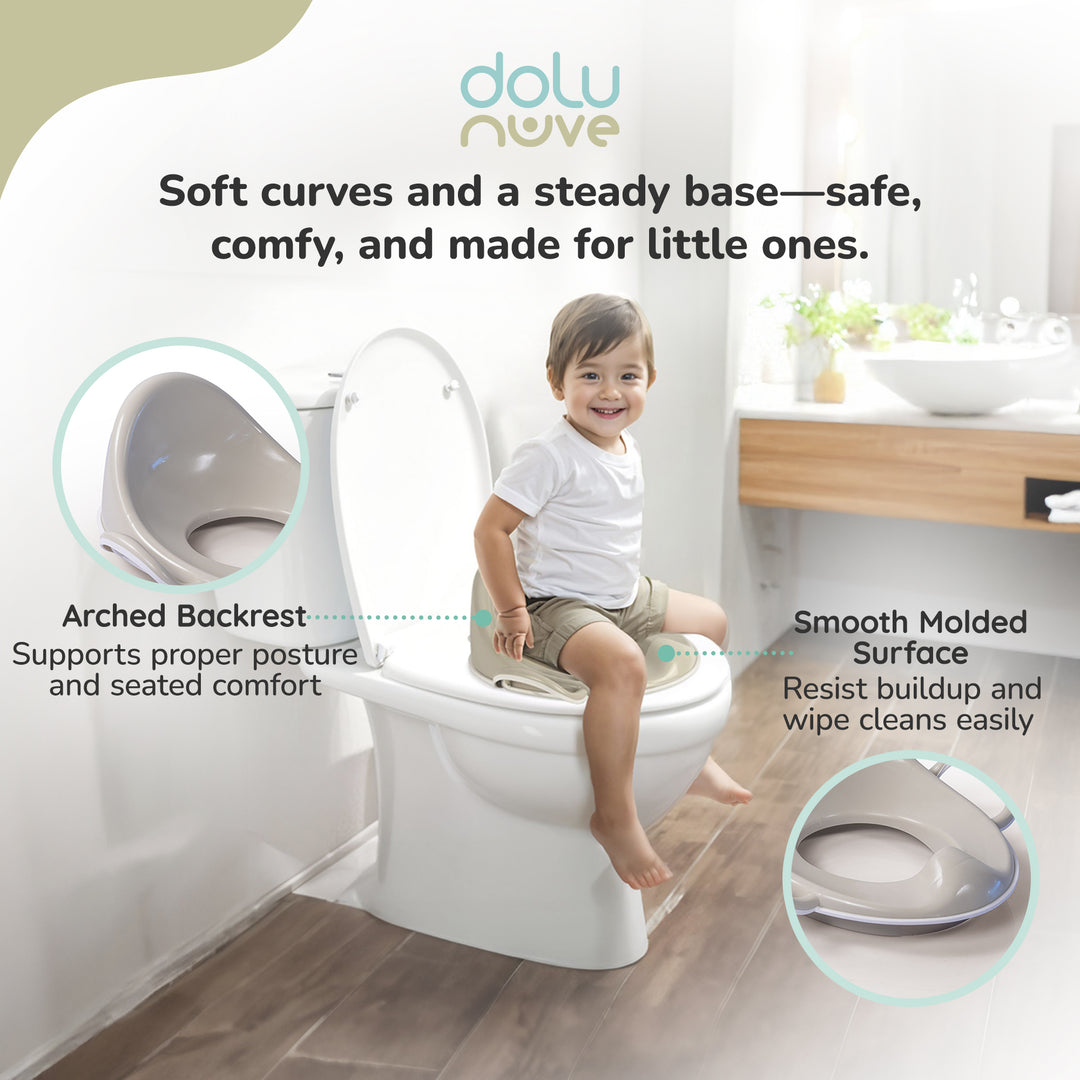 Dolu Nuve Toddler Toilet Training Seat Insert with High-Arched Backrest, Beige
