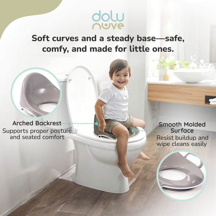Dolu Nuve Toddler Toilet Training Seat Insert with High-Arched Backrest, Grey
