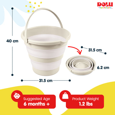 DOLU NUVE Foldable Baby Bath Bucket, Compact Toddler Wash Tub, Ages 6+ Months, Beige - VMInnovations