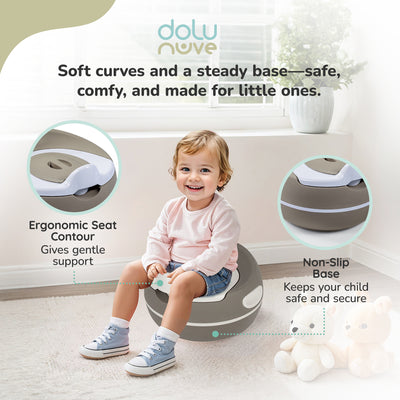 Dolu Nuve Potty Training Seat, Portable Toilet Chair for Kids, Stone Grey - VMInnovations