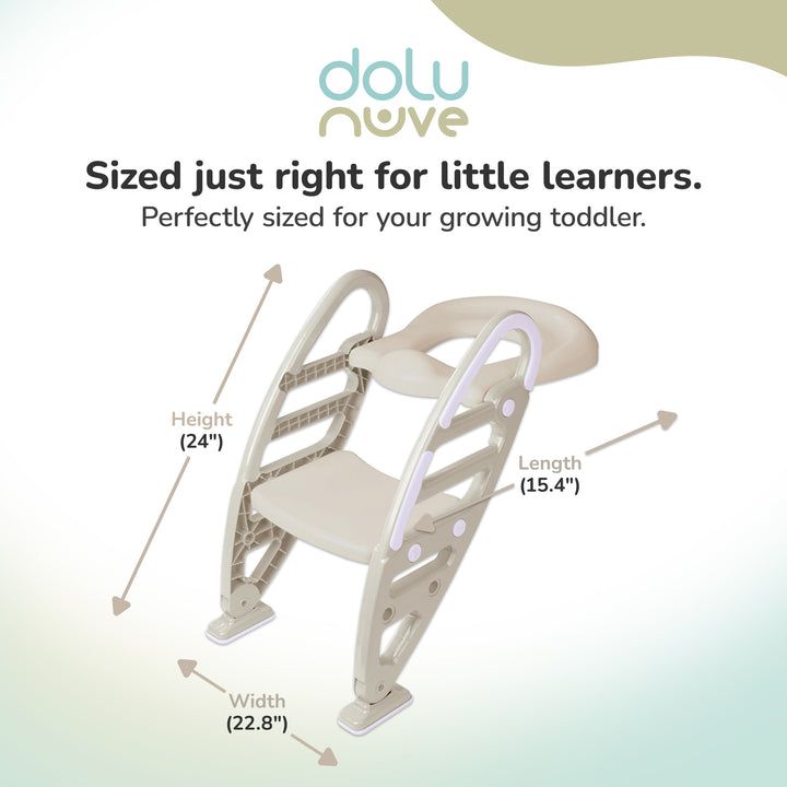 Dolu Nuve Potty Toilet Training Seat w/ Adjustable Ladder for Kids, Relax Beige