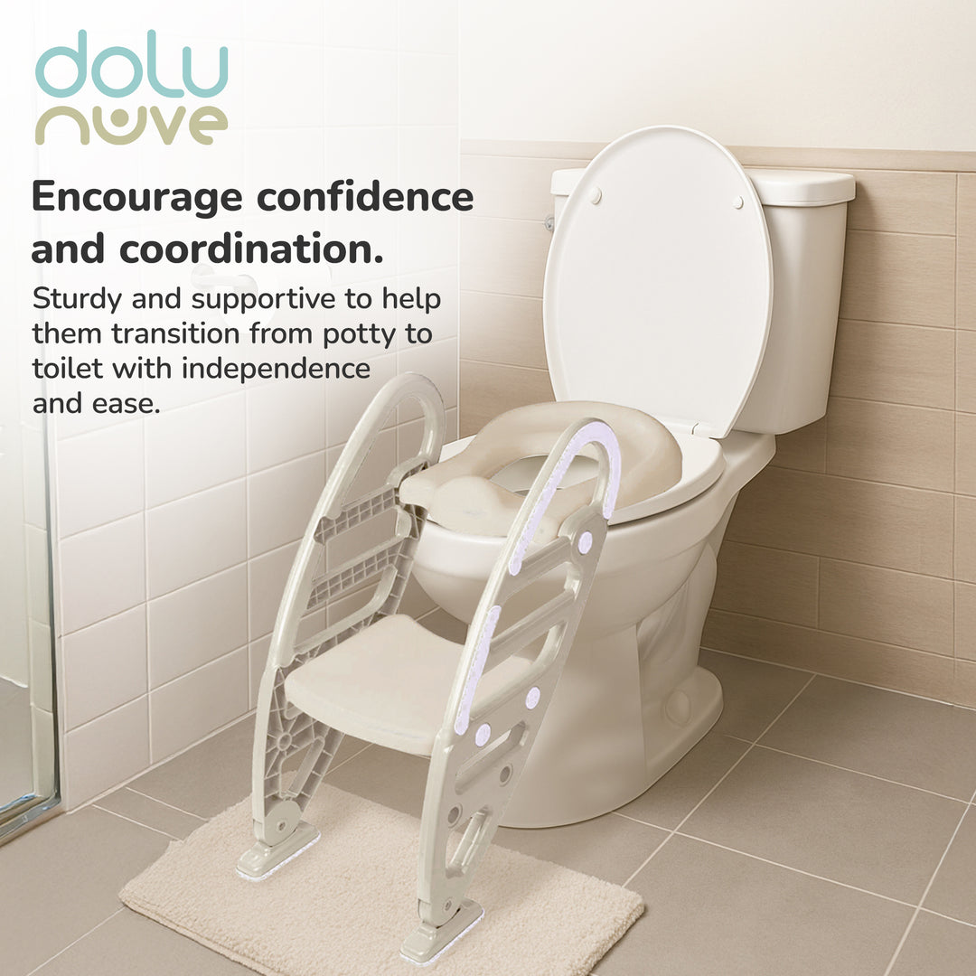 Dolu Nuve Potty Toilet Training Seat w/ Adjustable Ladder for Kids, Relax Beige