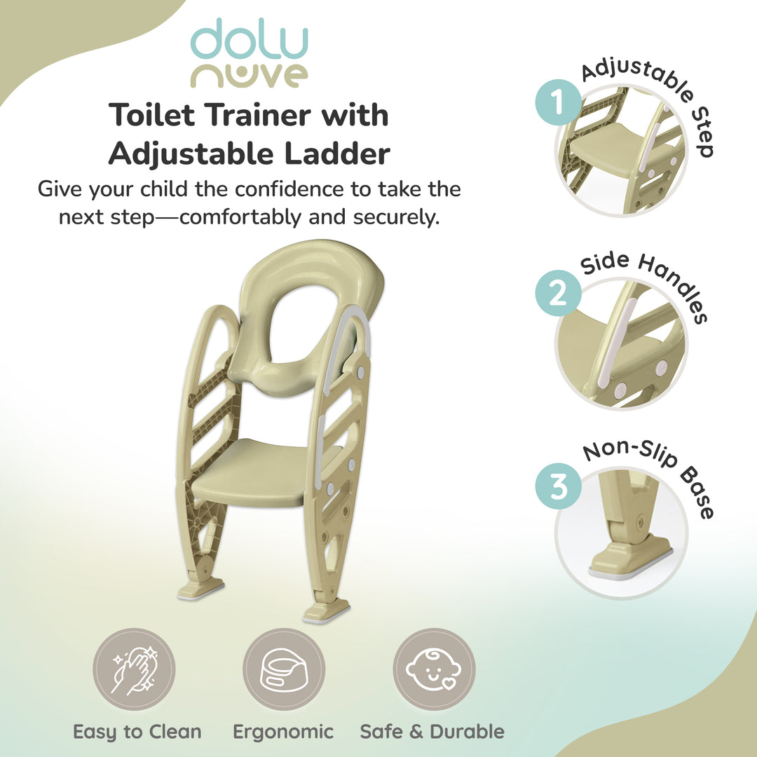 Dolu Nuve Potty Toilet Training Seat with Adjustable Ladder for Kids, Eco Green