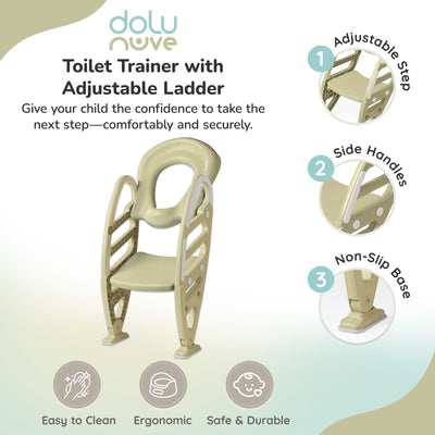Dolu Nuve Potty Toilet Training Seat with Adjustable Ladder for Kids, Eco Green - VMInnovations