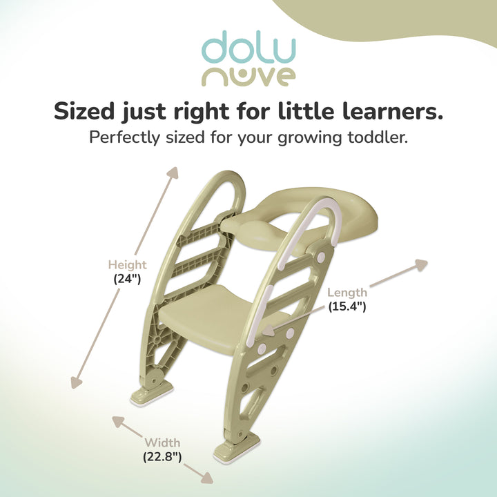 Dolu Nuve Potty Toilet Training Seat with Adjustable Ladder for Kids, Eco Green