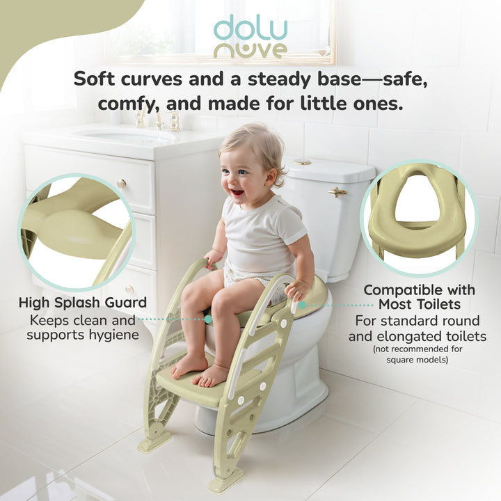 Dolu Nuve Potty Toilet Training Seat with Adjustable Ladder for Kids, Eco Green
