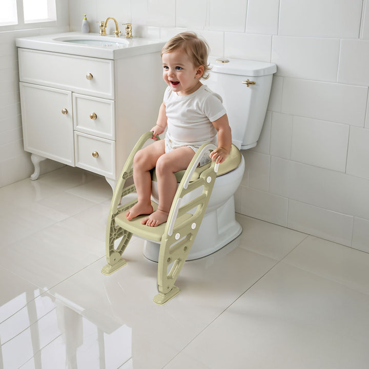 Dolu Nuve Potty Toilet Training Seat with Adjustable Ladder for Kids, Eco Green