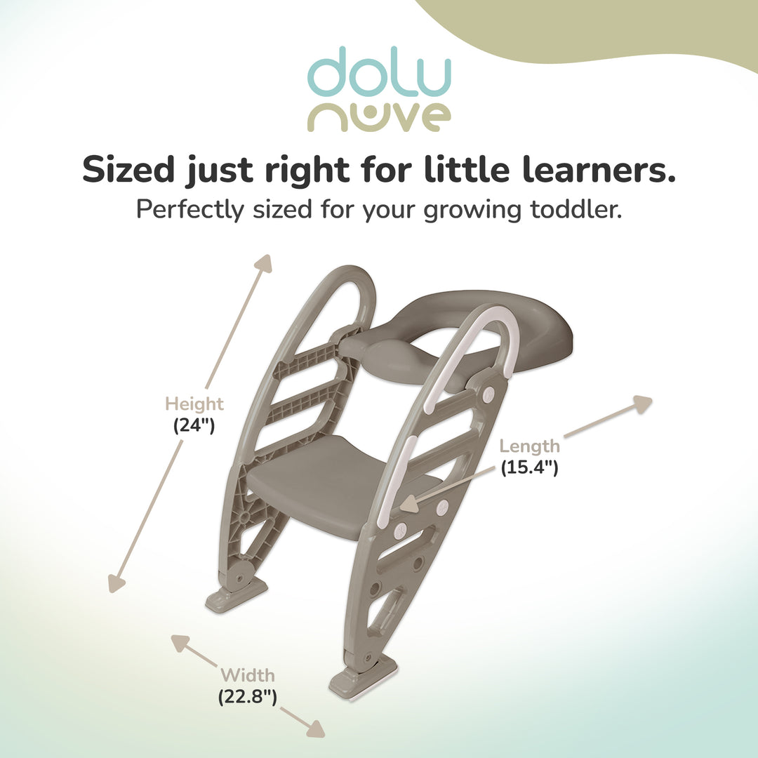 Dolu Nuve Potty Toilet Training Seat with Adjustable Ladder for Kids, Stone Grey