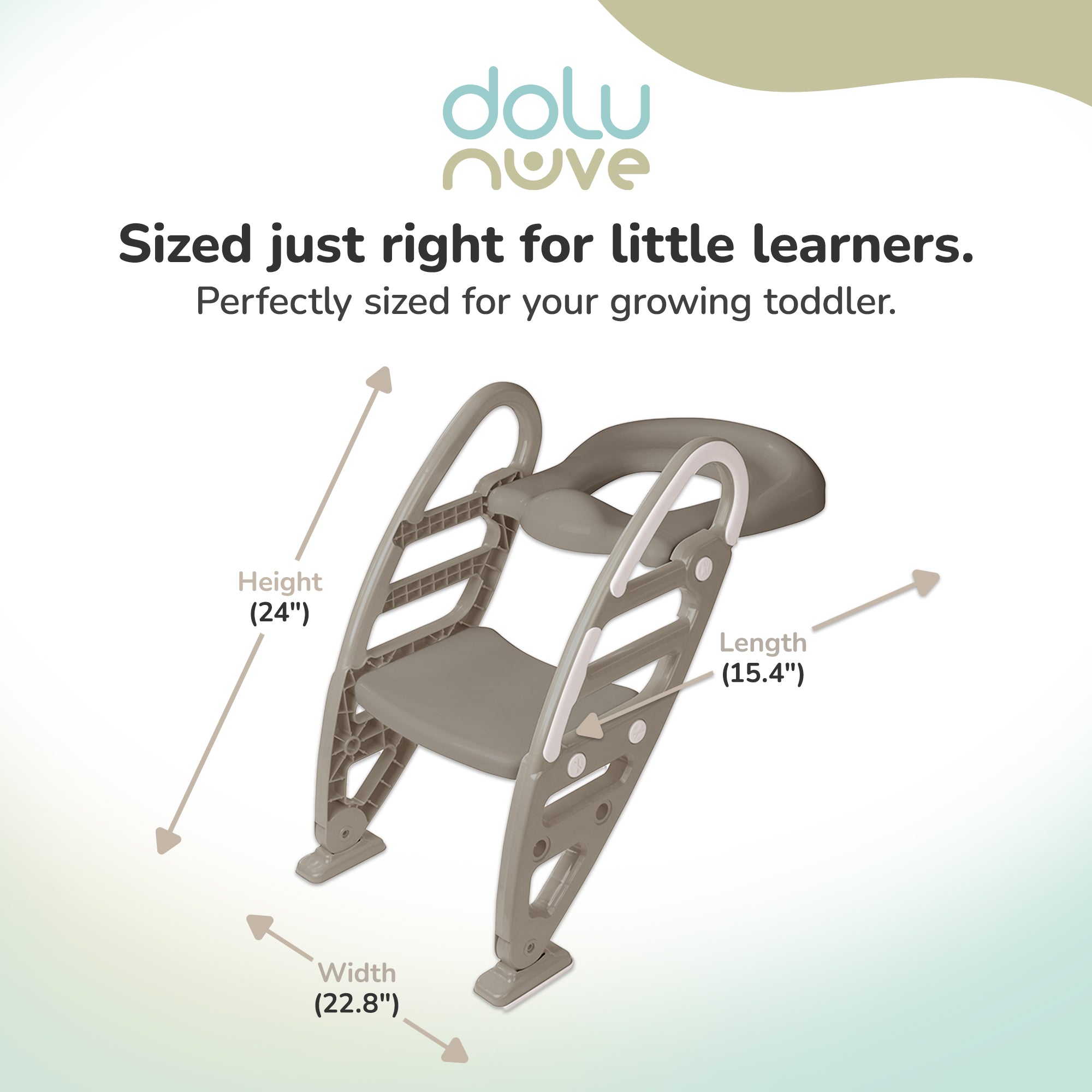 Dolu Nuve Potty Toilet Training Seat with Adjustable Ladder for Kids, Stone Grey - VMInnovations