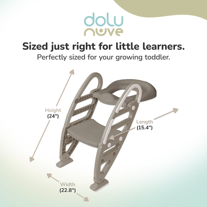 Dolu Nuve Potty Toilet Training Seat with Adjustable Ladder for Kids, Stone Grey