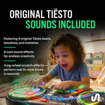 The Next Beat by Tiesto First DJ Mixer for Kids w/Jog Wheel, Effects, & LED Pads - VMInnovations