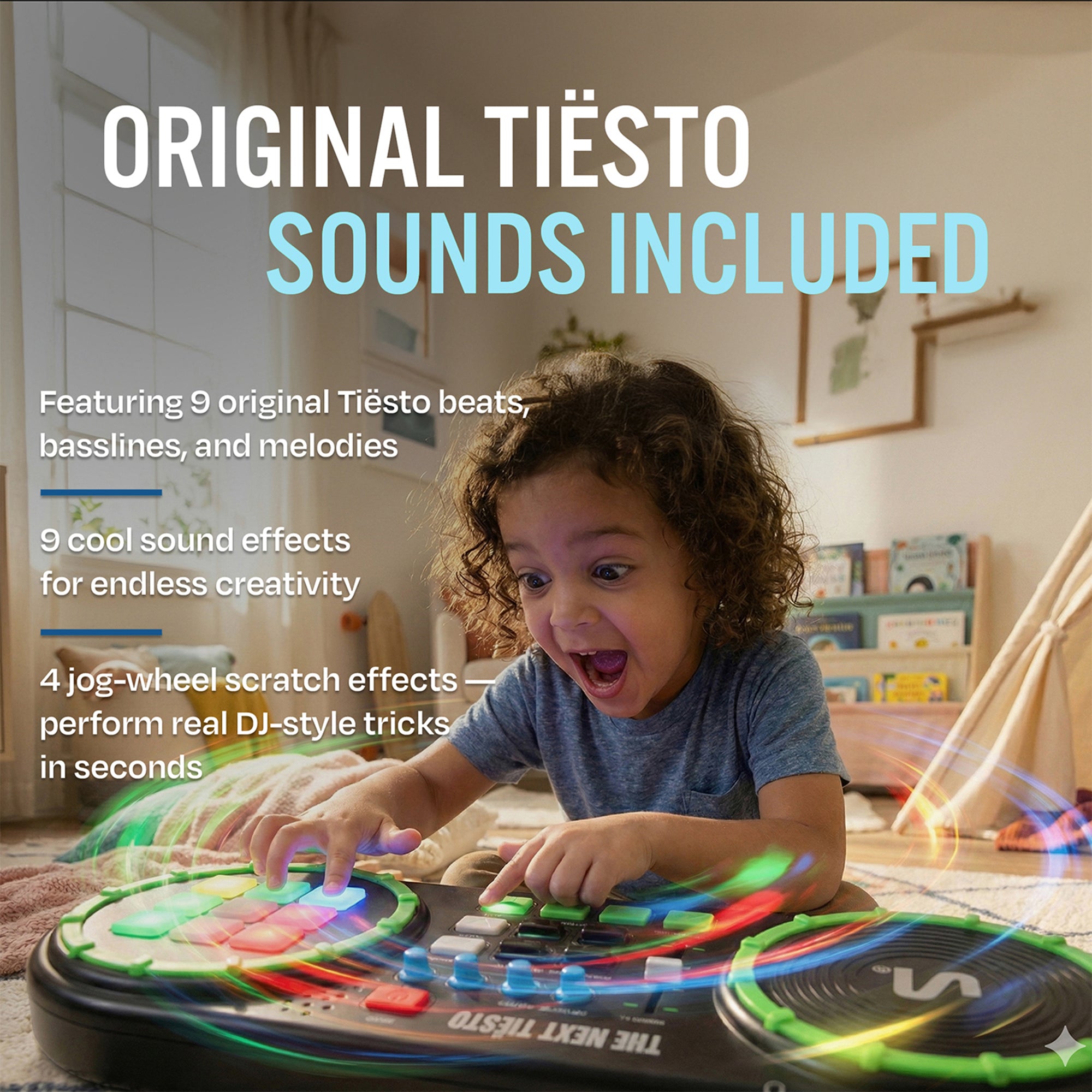 The Next Beat by Tiesto Mixer for Kids w/Jog Wheel, Effects, & LED (Open Box) - VMInnovations