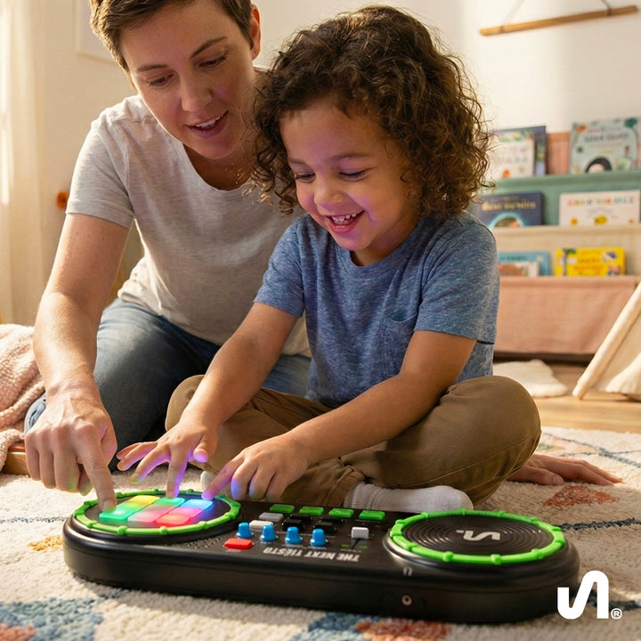 The Next Beat by Tiesto First DJ Mixer for Kids w/Jog Wheel, Effects, & LED Pads